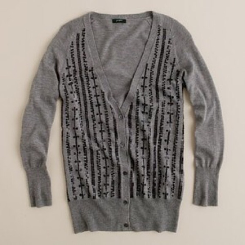 J Crew Cascading Sequin Cardigan